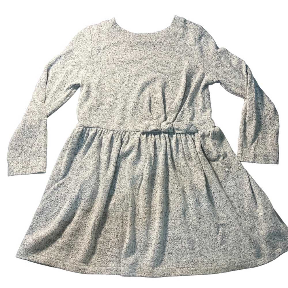 Cat & Jack 3T Grey Dress long sleeve accent small bow in the front.